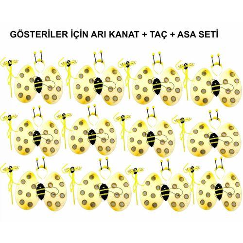 Okul Gösterileri İçin Arı Seti 12 Adet - Taç, Kanat, Asa