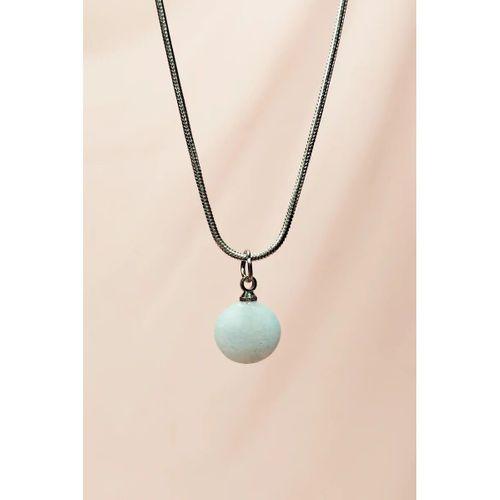 Kalsedon Doğal Taşı Zincirli El Yapımı Kolye Uç: 1,5 cm Zincir: 20 cm Kutulu