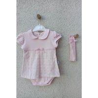 Bebek Yakalı Çiçek Işlemeli Bandanalı Badi 3-6-9 Ay