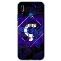 Huawei P20 Lite Kılıf Baskılı Kapak - Dark Neon Yaprak Ç Harfi + 5D Tam Kaplayan Cam