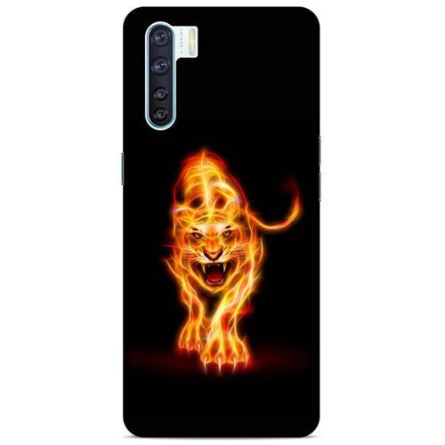 Lopard Oppo A91 Uyumlu Kılıf FireX (27) Tasarımlı Kılıf Ateşten Kaplan