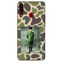 Samsung Galaxy A20s Kılıf Atatürk (15) Antişok Kılıf Kamuflaj Kahverengi