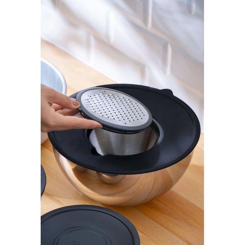 PratikŞef 9 Parça Rendeli Karıştırma ve Saklama Kabı Paslanmaz Çelik Blender Uyumlu (16-20-24 cm)