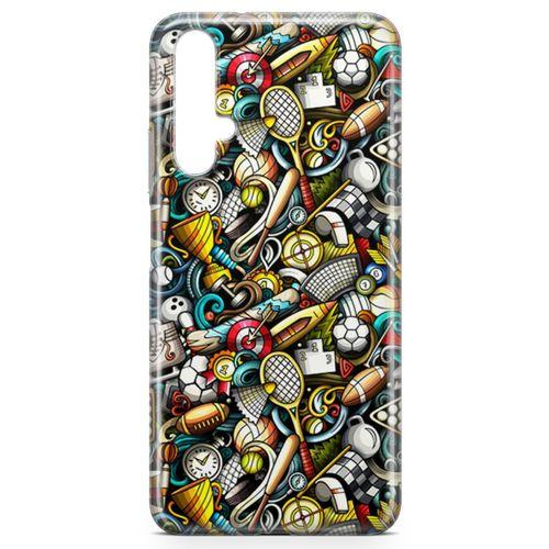 Huawei Nova 5t Kılıf Sporcu Doodle Arka Kapak Koruma Desenli Full Koruyucu
