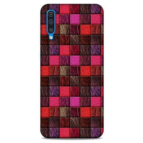 Samsung Galaxy A30s Kılıf Patchwork (22) Tam Koruma Kılıfı Fuşya Bordo