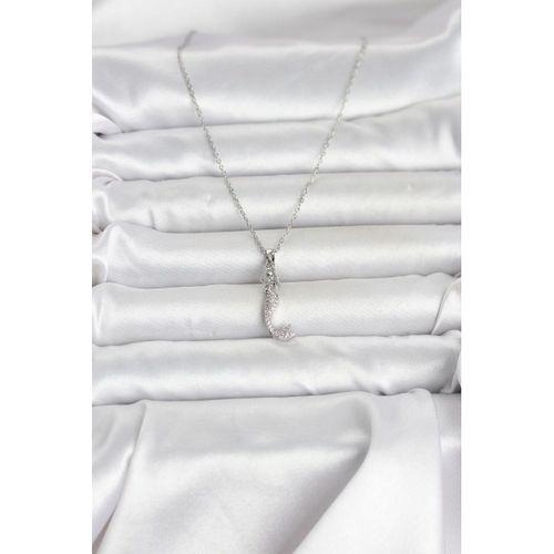 316L Çelik Zincir Gümüş Renk Zirkon Taşlı Deniz Kızı Model Kadın Kolye