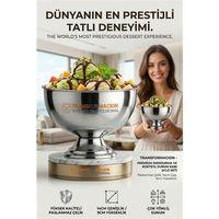 4 lü  Ayaklı Dondurma Tatlı Kokteyl ve Sunum Kasesi -  Paslanmaz Çelik 14 cm 723027