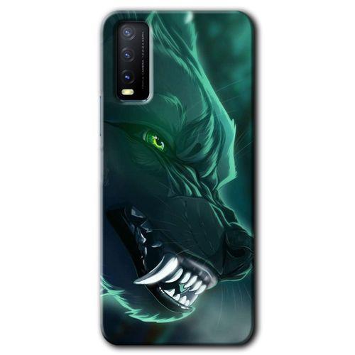 Potkal Hediye Fabrikası Vivo Y20 Kılıf HD Desen Baskılı Arka Kapak - Yeşil Kurt