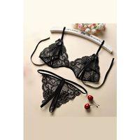 Kadın Siyah Dantelli Sütyen Külot Takımı