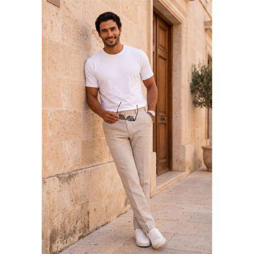 Linklater Regular Fit Basic Likralı Pamuk Erkek T-Shirt - Beyaz