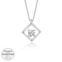 Swarovski Taşlı Lucky Life 925 Ayar Gumuss  Dörtgen Bayan Kolye
