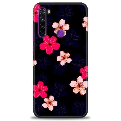 Xiaomi Redmi Note 8 Kılıf HD Baskılı Kılıf - Pembe Mavi Çiçekler + Tam Ekran Koruyucu