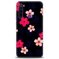 Xiaomi Redmi Note 8 Kılıf HD Baskılı Kılıf - Pembe Mavi Çiçekler + Tam Ekran Koruyucu