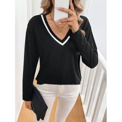 Kadın Uzun Kollu V Yakalı Viskon Iki Iplik Bluz