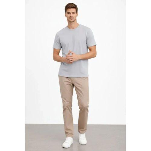 Erkek Bisiklet Yaka Tişört Regular Kalıp Basic Pamuklu Günlük Kullanım T-shirt - Gri