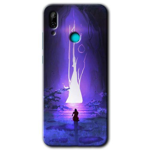 MRCİLETİSİM Huawei P smart 2019 Kılıf Baskılı Kapak - Wanderer Silhouette + 5D Tam Kaplayan Cam