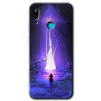 MRCİLETİSİM Huawei P smart 2019 Kılıf Baskılı Kapak - Wanderer Silhouette + 5D Tam Kaplayan Cam