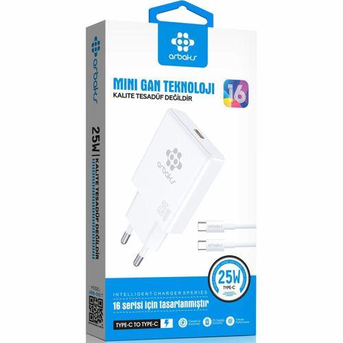Mini GaN Teknoloji 25W Type-C to Type-C Hızlı Şarj Cihazı Arbaks ARB-015T