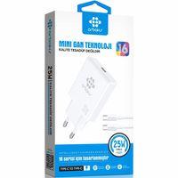 Mini GaN Teknoloji 25W Type-C to Type-C Hızlı Şarj Cihazı Arbaks ARB-015T