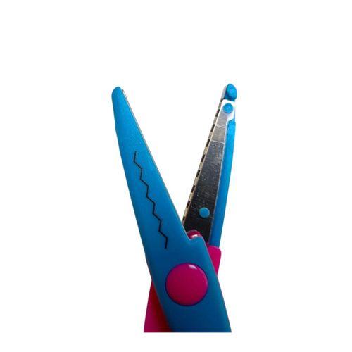 LINEA ŞEKİLLİ KESEN ÇİFT RENKLİ OKUL MAKASI ( Pembe-Mavi )