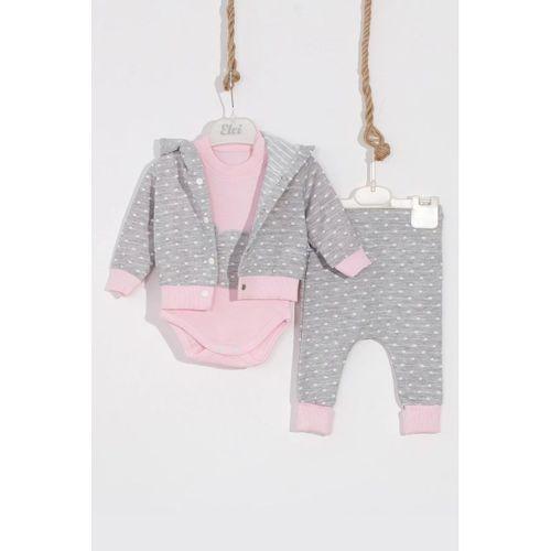 Bear Nakışlı Puanlı Pamuklu 2'li Kız Bebek Takımı
