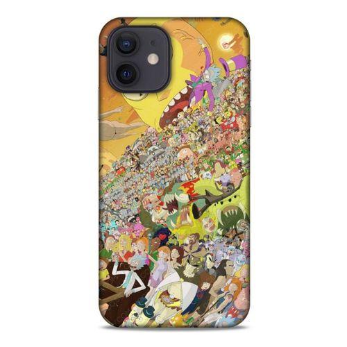 Apple iPhone 12 Uyumlu Kılıf Rick And Morty (37) Silicone Cover Slick Morty