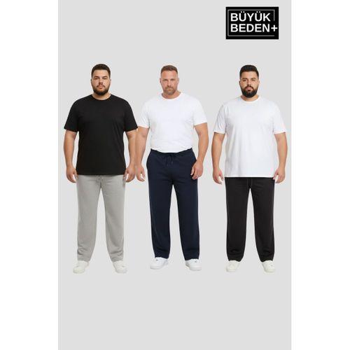 Erkek Büyük Beden Paça Reçme İnce Eşofman Altı 3’lü Set – Rahat Kalıp SPR26BEA952+3