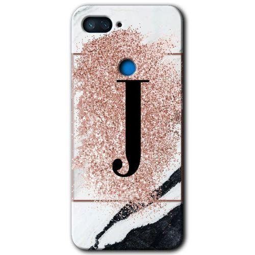 Potkal Hediye Fabrikası Xiaomi Mi 8 Lite Kılıf HD Desen Baskılı Arka Kapak - Pembe Mermer Desenli J Harfi