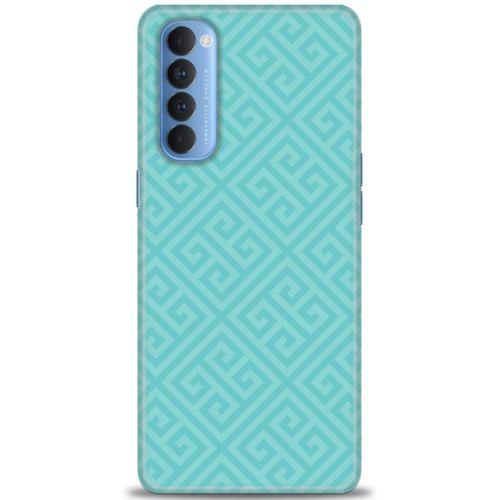 Oppo Reno 4 Pro Kılıf HD Baskılı Kılıf - Mavi Mozaik + Tam Ekran Koruyucu
