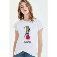 Friends Kalpli Kızlar Friends Baskılı Beyaz Kadın Tshirt