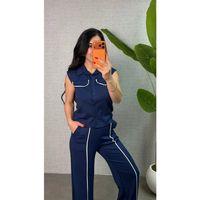 Kadın Biyeli Cep Detay Yelek Ve Pantolon Modal Kumaş Ikili Takım