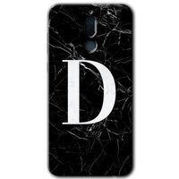 MRCİLETİSİM Huawei Mate 10 Lite Kılıf HD Desen Baskılı Arka Kapak + Temperli Cam - Siyah Mermer Desenli D Harfi