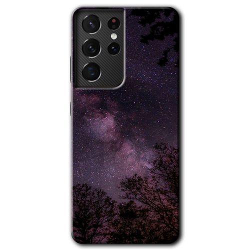 Potkal Hediye Fabrikası Samsung Galaxy S21 Ultra HD Baskılı Kılıf + 9D Tam Ekran Koruyucu - Gece Galaksi