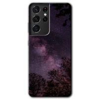 Potkal Hediye Fabrikası Samsung Galaxy S21 Ultra HD Baskılı Kılıf + 9D Tam Ekran Koruyucu - Gece Galaksi