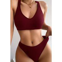 Kadın Bordo Desteksiz Seamless Tangalı İç Çamaşır Takımı