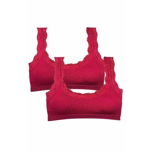 2 Adet Dantel Nakış İşlemeli Pedli Bambu Kadın Büstiyer Bordo