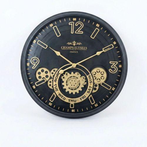 Çarklı Duvar Saati Altın Rengi Detaylı 59 Cm