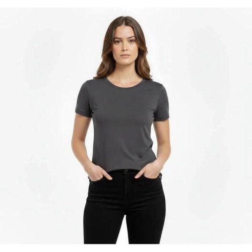 T-Shirt Bisiklet Yaka Slim Fit Likralı Tişört Günlük Basic Body - Füme