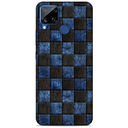 Oppo Realme C15 Kılıf Patchwork (9) Kılıf Siyah Mavi