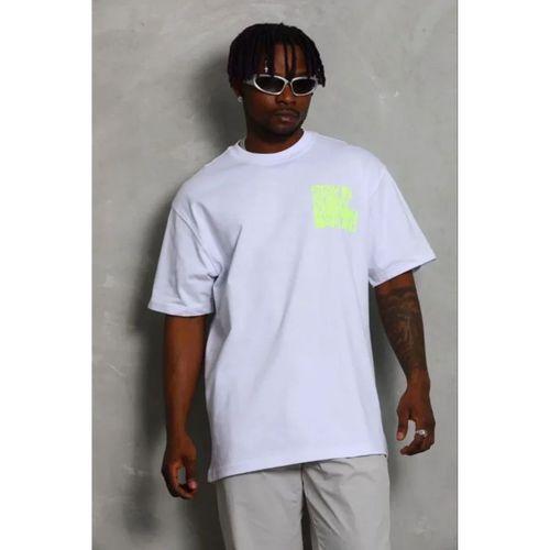 Erkek Baskılı T-Shirt Kısa Kol Bisiklet Yaka Regular Fit Rahat Kalıp Günlük Tişört - Beyaz