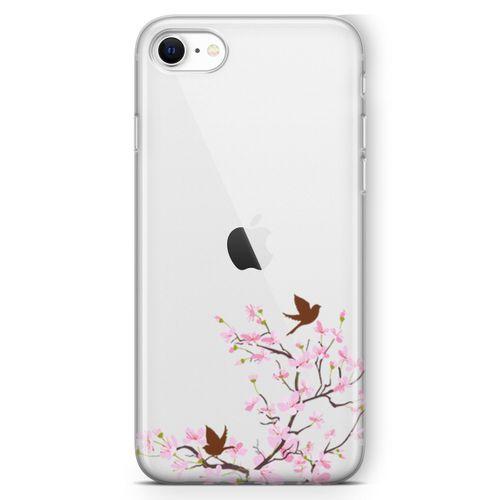 Apple iPhone SE 2020 Kılıf Peony Kuşlar Arka Kapak Koruma Desenli Full Koruyucu