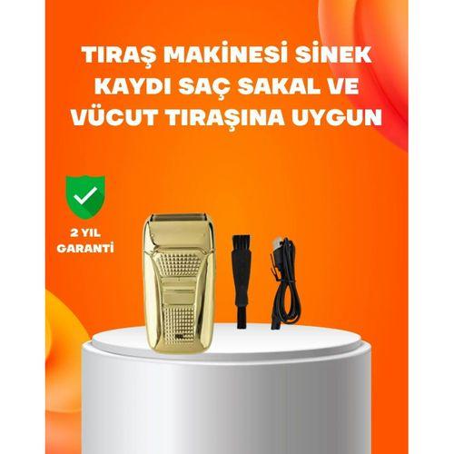 Altın Renk Kablolu Sakal Tıraş Makinesi Çelik Bıçaklı 3w Motor