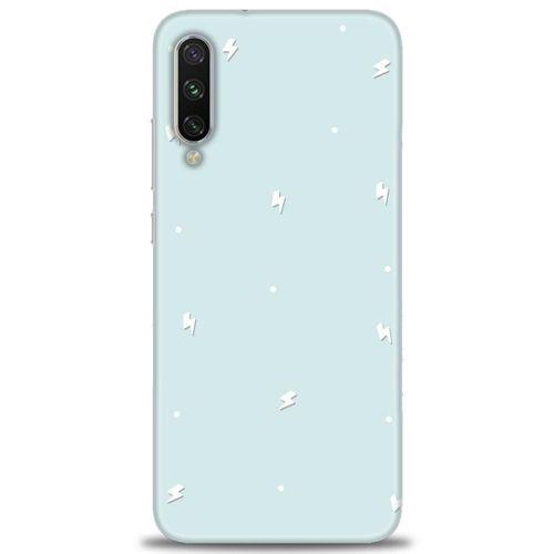 Xiaomi Mi A3 Kılıf HD Baskılı Kılıf - Beyaz Şimşekler + Tam Ekran Koruyucu