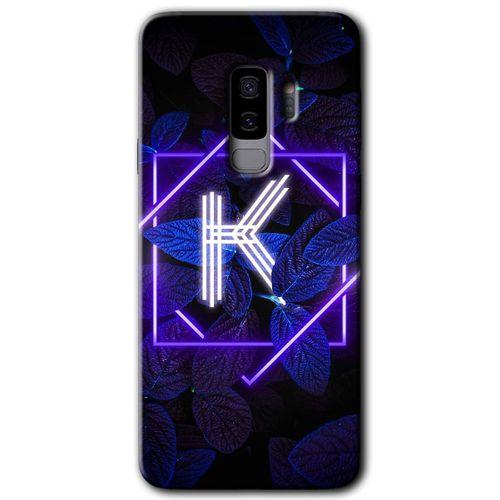 Galaxy S9 Plus Kılıf HD Desen Baskılı Arka Kapak - Dark Neon Yaprak K Harfi + Kırılmaz Cam