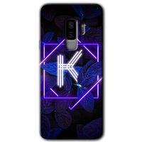 Galaxy S9 Plus Kılıf HD Desen Baskılı Arka Kapak - Dark Neon Yaprak K Harfi + Kırılmaz Cam