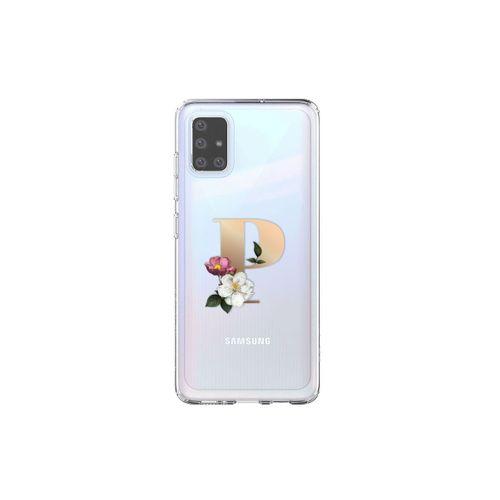 Samsung Galaxy A51 Şeffaf Telefon Kılıfı Gold Renkli P Harfi Baskılı