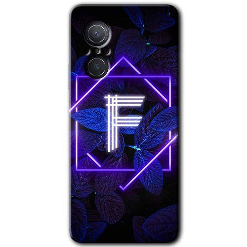 Potkal Hediye Fabrikası Huawei Nova 9 SE Kılıf HD Desen Baskılı Arka Kapak - Dark Neon Yaprak F Harfi