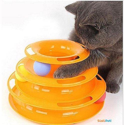 Süslüpati Toplu Yuvarlak 3 Katlı Şirin Kedi Oyuncağı