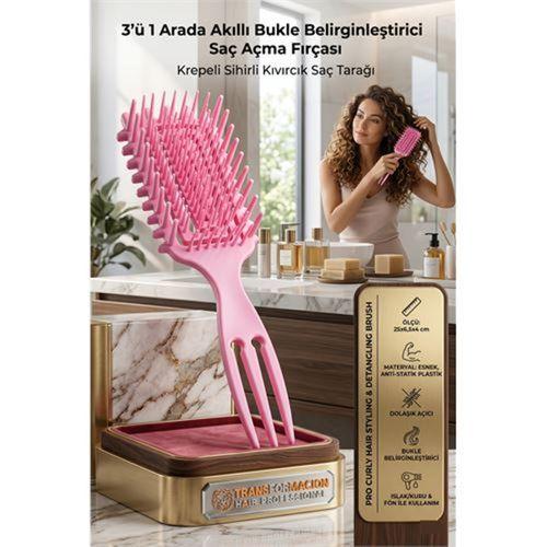Krepeli Bukle Tarağı, Kıvırcık Saç Şekillendirici ve Dolaşık Açma Fırçası 723259