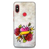 Lopard Xiaomi Mi A2 Lite Uyumlu Kılıf Tattoo's (12) Koruyucu Silikon Gri Pembe